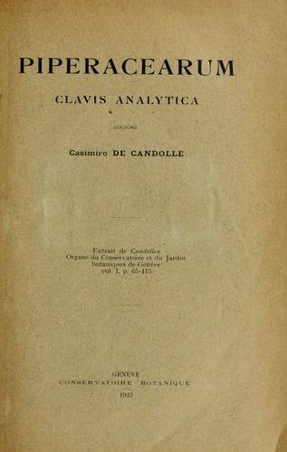 Tapa de Piperacearum clavis analytica