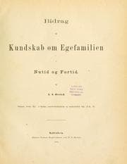 Tapa de Bidrag til kundskab om Egefamilien i nutid og fortid