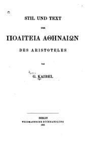 Tapa de Stil und Text der POLITEIA Athēnaiōn des Aristoteles