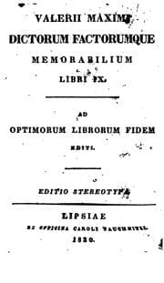 Tapa de Valerii Maximi Dictorum factorumque memorabilium libri ix. Ed. stereotypa