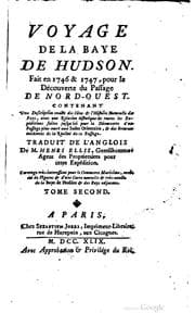 Tapa de Voyage de la baye de Hudson: fait en 1746 & 1747, pour la découverte du ..