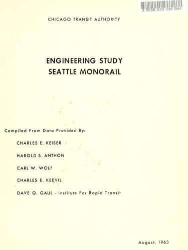 Tapa de Engineering study Seattle monorail