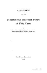 Tapa de A Selection from the Miscellaneous Historical Papers of Fifty Years