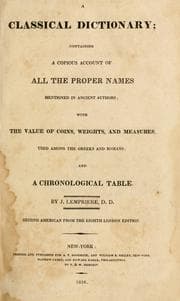 Tapa de A classical dictionary, containing a copious account of all the proper names mentioned in ancient authors