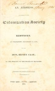 Tapa de An address, delivered to the Colonization Society of Kentucky