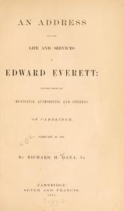Tapa de An address upon the life and services of Edward Everett