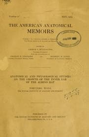 Tapa de Anatomical and physiological studies on the growth of the inner ear of the albino rat
