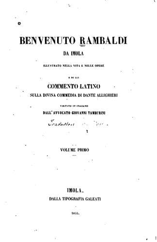 Tapa de Benvenuto Rambaldi da Imola