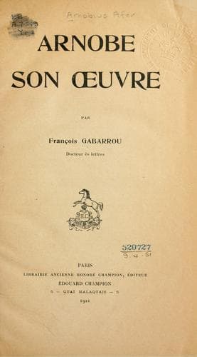 Tapa de Arnobe, son oeuvre