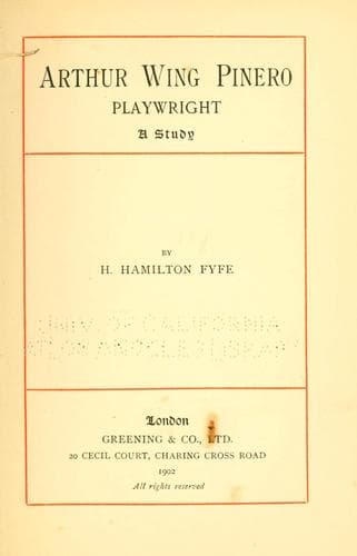 Tapa de Arthur Wing Pinero, playwright