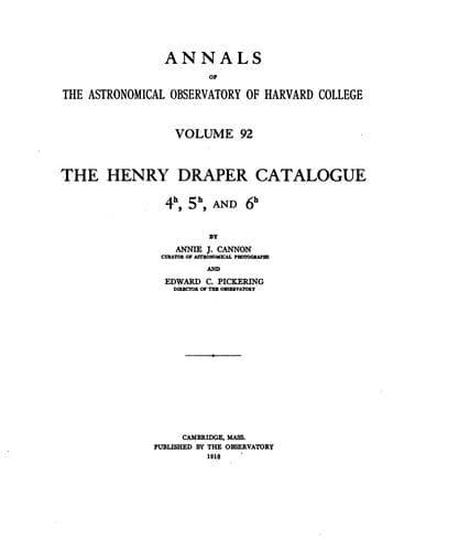 Tapa de The Henry Draper Catalog