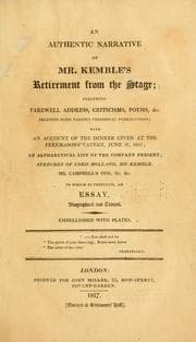 Tapa de An authentic narrative of Mr. Kemble's retirement from the stage