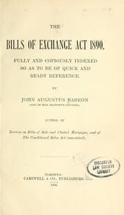 Tapa de The Bills of exchange act 1890