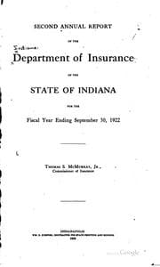 Tapa de Annual Report of the Department of Insurance of the State of Indiana for the ...