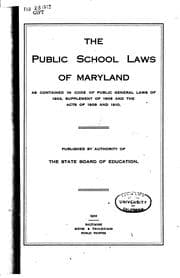 Tapa de The Public School Laws of Maryland as Contained in Code of Public General ...