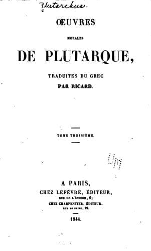 Tapa de Oeuvres morales de Plutarque