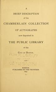 Tapa de A brief description of the Chamberlain collection of autographs now deposited in the Public library of the city of Boston