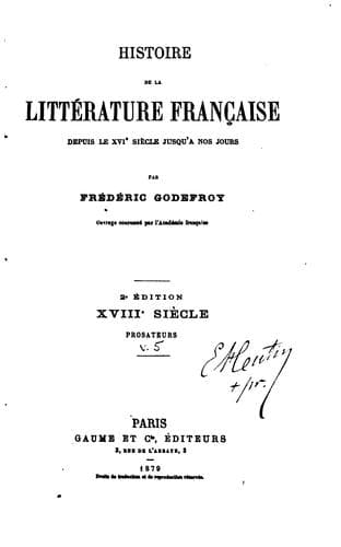 Tapa de Histoire de la littérature française depuis le XVI.siècle jusqu'à nos jours