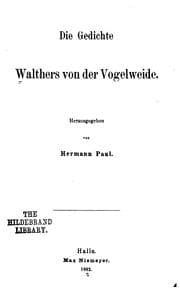 Tapa de Die Gedichte Walthers von der Vogelweide