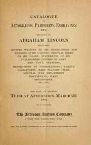 Tapa de Catalogue of autographs, pamphlets, engravings, etc., relating to Abraham Lincoln ..