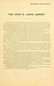 Tapa de Catalogue of a collection of early New England books made by the late John Allen Lewis and now in the Boston Public Library