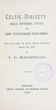 Tapa de Celtic dialects: Gaelic, Brythonic, Pictish, and some Stirlingshire place-names