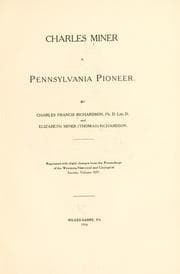 Tapa de Charles Miner, a Pennsylvania pioneer