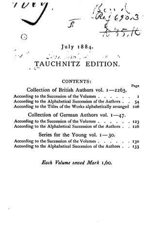 Tapa de Tauchnitz Edition