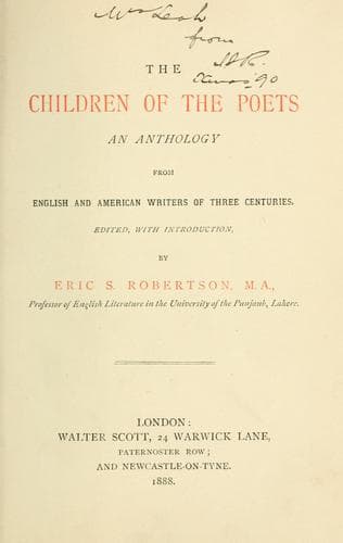 Tapa de The children of the poets, an anthology from English and American writers of three centuries