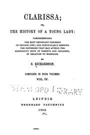 Tapa de Clarissa: Or, The History of a Young Lady Comprehending the Most Important Concerns of Private ..