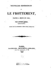Tapa de Nouvelles expériences sur le frottement, faites à Metz en 1831-1833