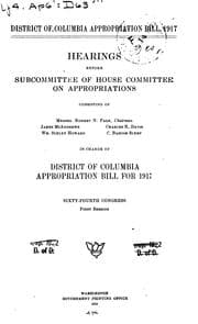 Tapa de District of Columbia Appropriation Bill, 1917: Hearings Before Subcommittee ...