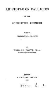 Tapa de Aristotle On Fallacies Or The Sophistici Elenchi