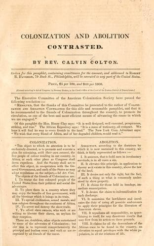 Tapa de Colonization and abolition contrasted.