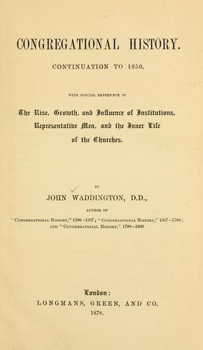 Tapa de Congregational history, continuation to 1850