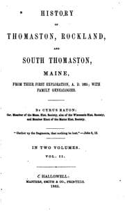 Tapa de HISTORY OF THOMASTON, ROCKLAND, AND SOUTH THOMASTON, MAINE