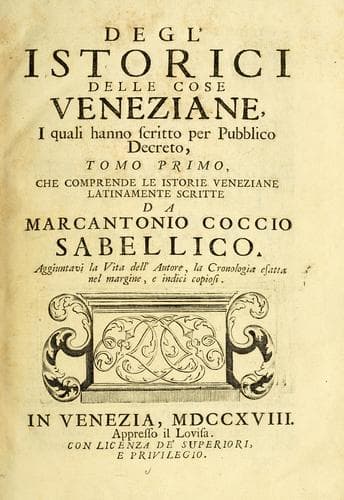 Tapa de Degl' istorici delle cose Veneziane
