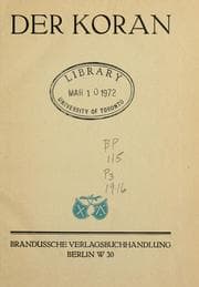 Tapa de Der Koran [El Koran das heisst die Lesung ... zu Schrift gebracht durch Abdelkaaba Abdallah Abu-Bekr übertragen durch Lazarus Goldschmidt im Jahre der Flucht 1334 oder 1916 der Fleischwerdung]