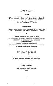 Tapa de History of the Transmission of Ancient to Modern Times, Together with the Process of Historical ..