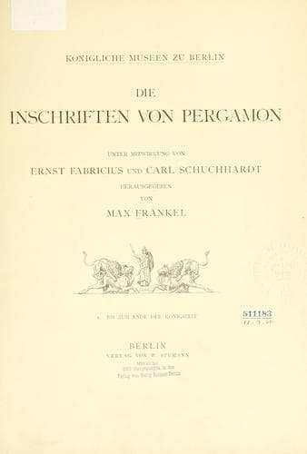 Tapa de Die Inschriften von Pergamon