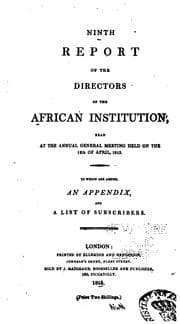 Tapa de Report of the Committee of the African Institution: Read to the General Meeting on the 15th of ..