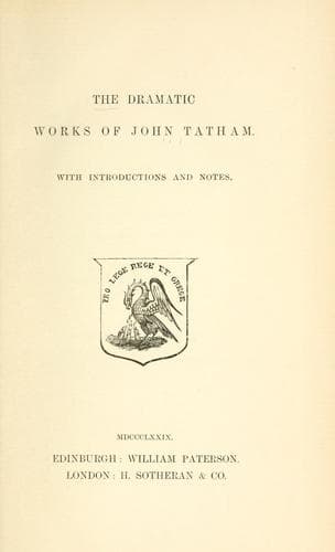 Tapa de The dramatic works of John Tatham