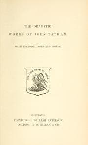 Tapa de The dramatic works of John Tatham