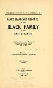 Tapa de Early marriage records of the Black family in the United States
