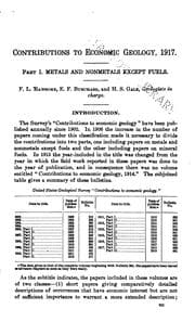 Tapa de Contributions to Economic Geology (short Papers and Preliminary Reports) 1917