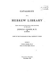 Tapa de Catalogue of a Hebrew library