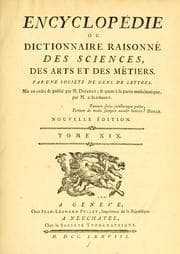 Tapa de Encyclopédie, ou Dictionnaire raisonné des sciences, des arts et des métiers