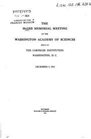 Tapa de The McGee memorial meeting of the Washington academy of sciences