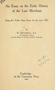 Tapa de An essay on the early history of the Law Merchant