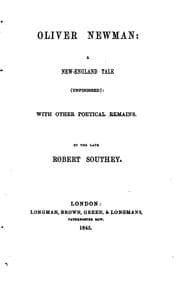 Tapa de Oliver Newman: a New-England Tale (unfinished): With Other Poetical Remains